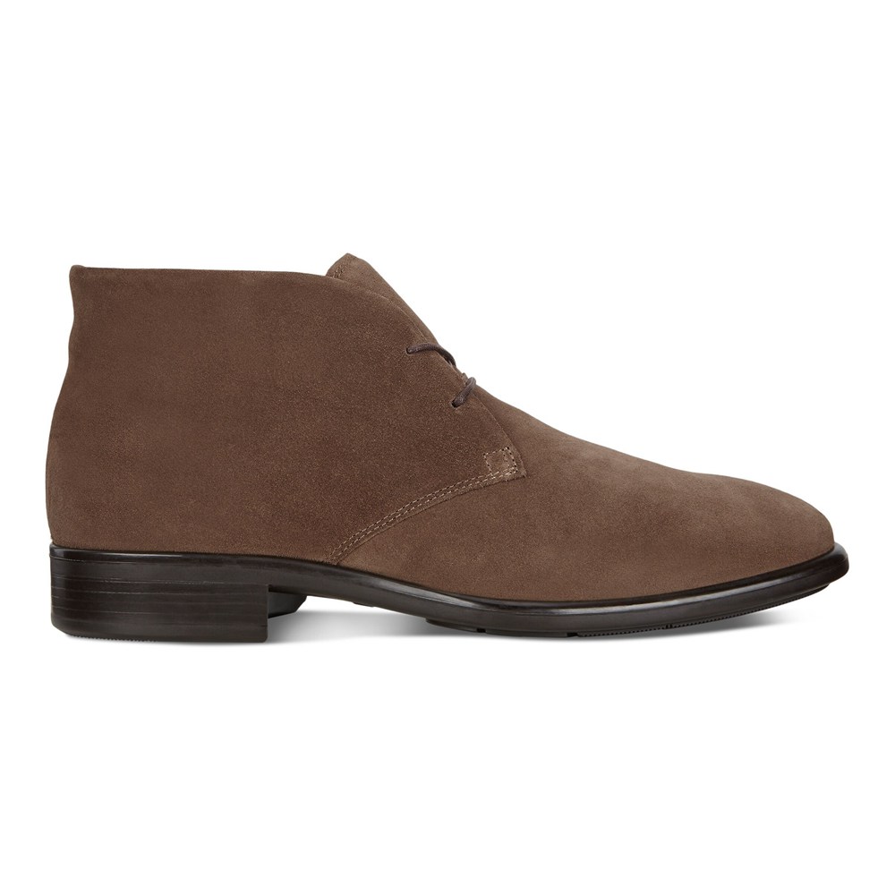Mens Dress Shoes - ECCO Citytray Suede Ankle Boot - Brown - 6523ZXCTL